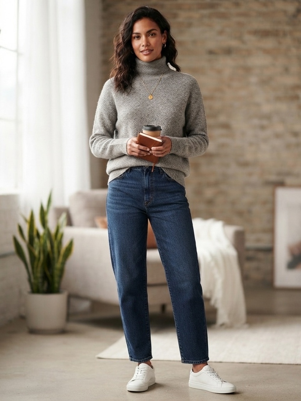Classic High-Rise Straight Jeans in Dark Blue